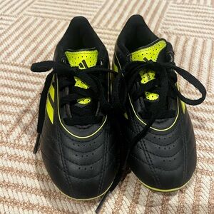 adidas Kids Black and Neon Yellow Soccer Shoes